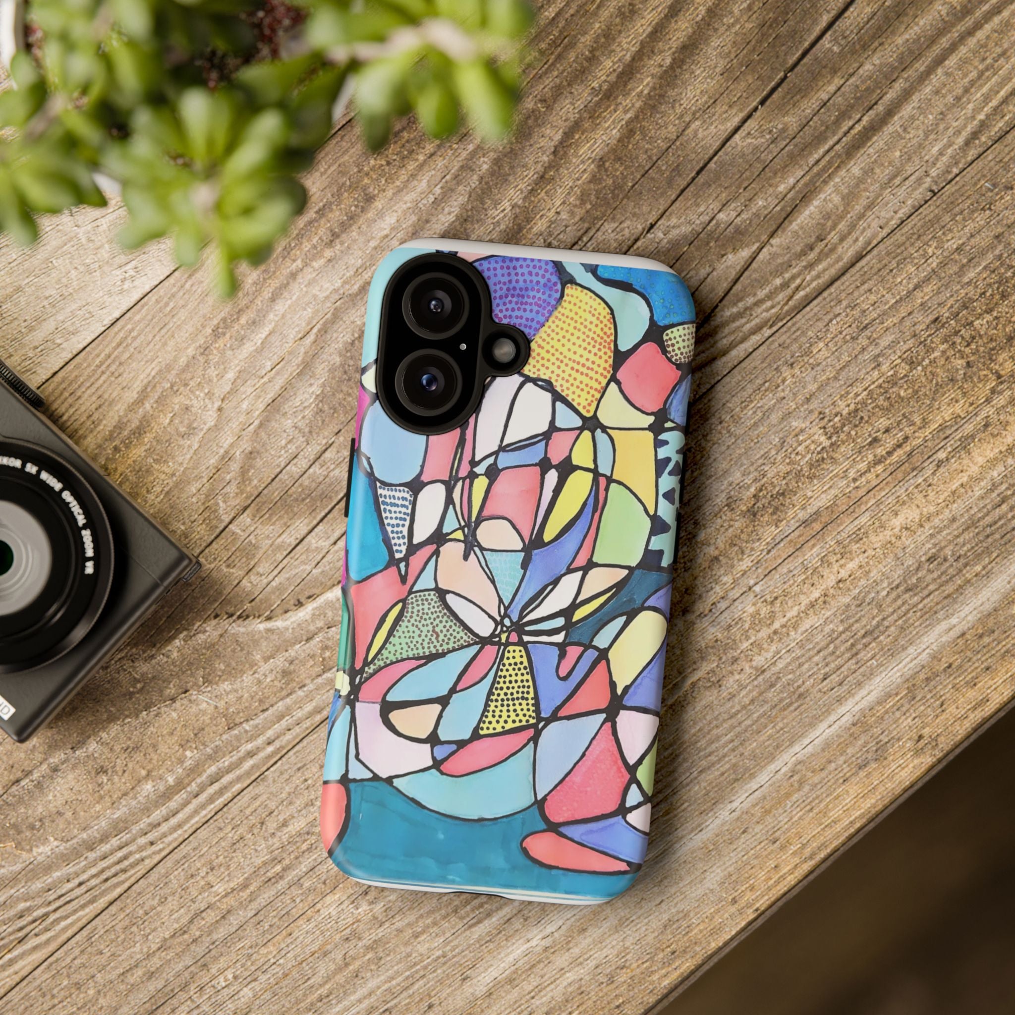 Abstract Pastel Mosaic Phone Case — Colorful Floral Geometric iPhone Cover