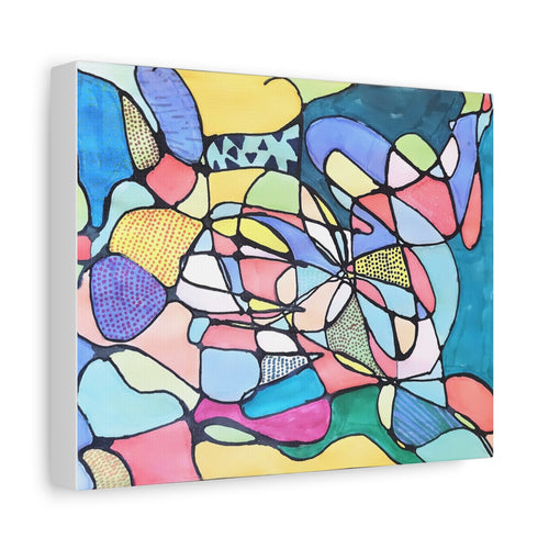 Abstract Colorful Shapes Matte Stretched Canvas — Modern Geometric Wall Art