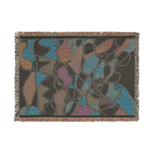 Abstract Mosaic Woven Blanket — Colorful Boho Tapestry Throw