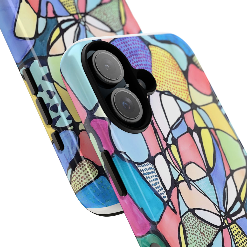 Abstract Pastel Mosaic Phone Case — Colorful Floral Geometric iPhone Cover