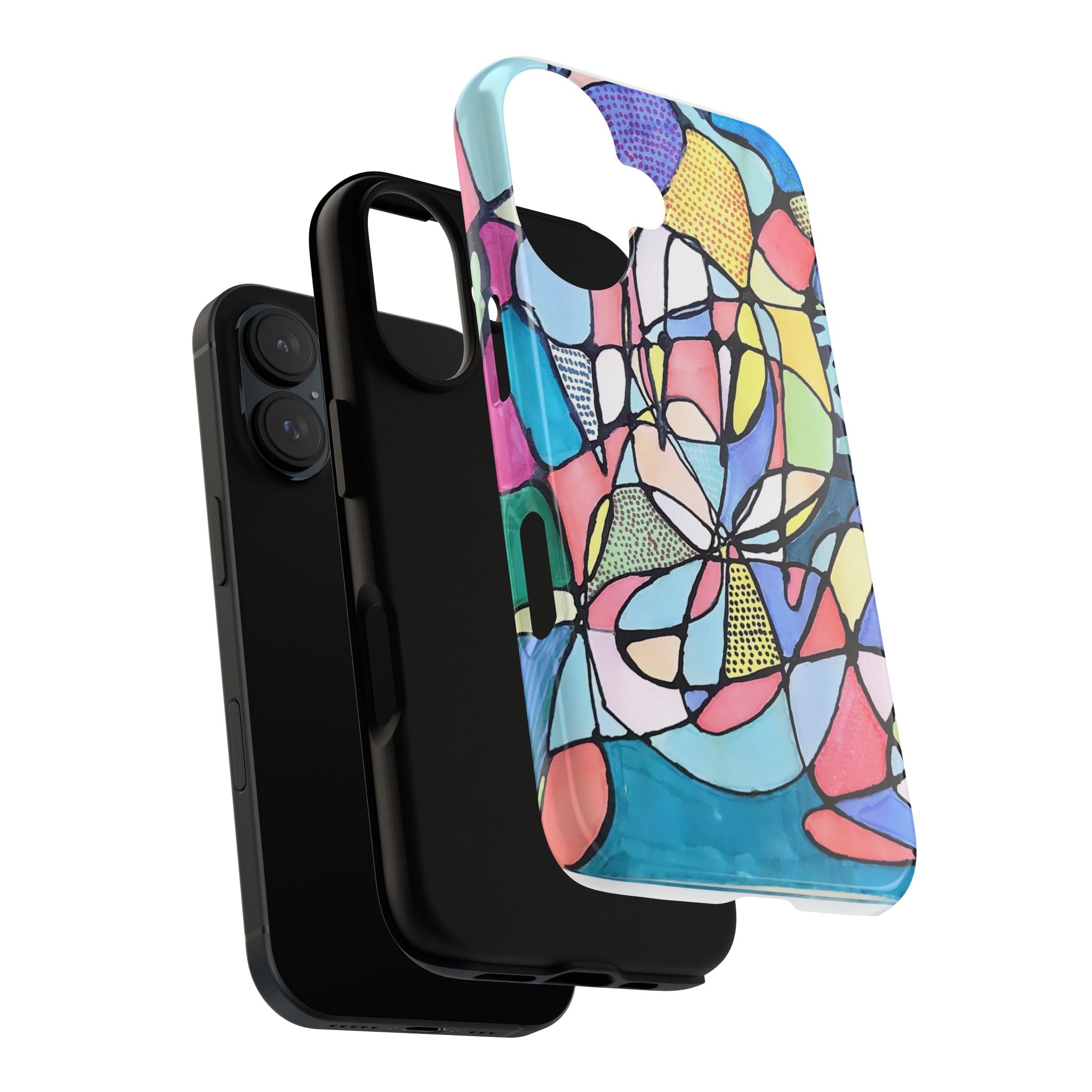 Abstract Pastel Mosaic Phone Case — Colorful Floral Geometric iPhone Cover